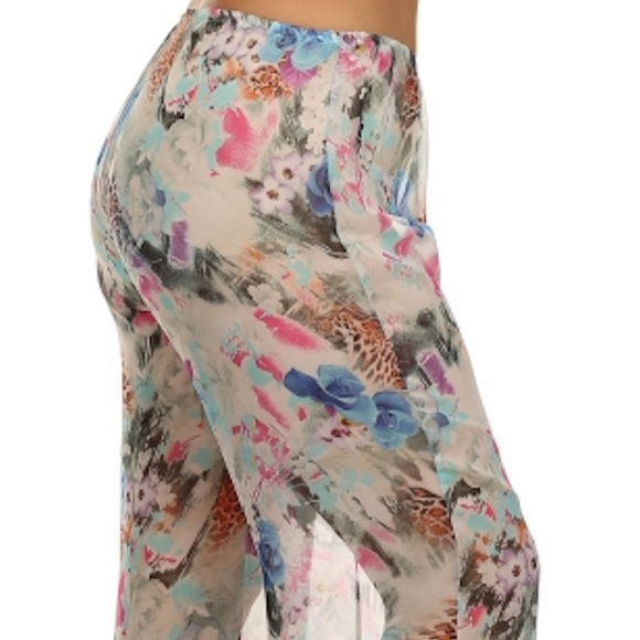 2/$25 SHEER Plus Floral Chiffon Dressy pants 2x - Picture 6 of 7